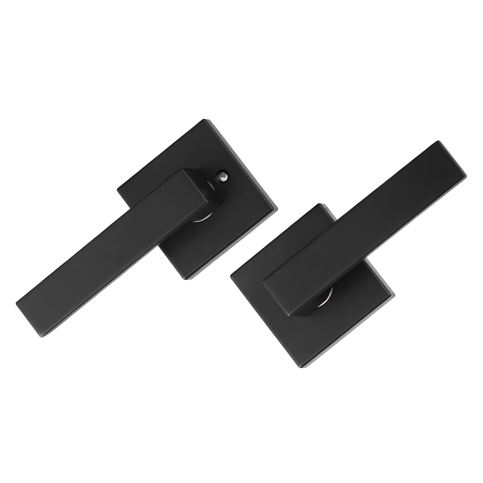VEVOR 6 PCS Manija para Puerta de Paso, Manija Reversible para Zurdos o Diestros sin Bloqueo, Rotación de 45° para Abrir, Interior Cuadrado Universal para Pasillos, Espacios de Reunión, Negro Mate