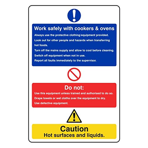 Lasting Impressions (Signs) Limited 300Mmx400mm Works Safety With Cookers And Ovens Catering Information Sign Rigid Plastic