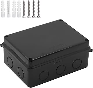 Outdoor Waterproof Box,Junction Box Reserved Holes IP65 ABS Plastic Electrical Boxes Power Cord Enclosure Project Box Black Outer Size 5.9 x 4.3 x 2.8 inch(150x110x70mm)