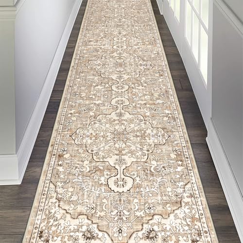 Pauwer Boho Hallway Runner Rug 2'6'' x 12' Washable Entryway Area Rugs Non Slip Farmhouse Vintage Floor Mat Long Carpet Runner for Hallways Laundry Room Kitchen Bathroom Bedroom