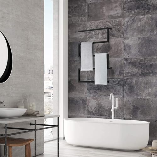 Toallero de pared premium en acero inoxidable 304 negro con interruptor LED 6