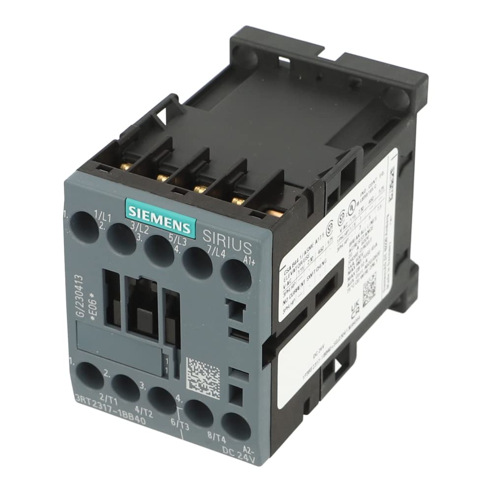 3RT2317-1BB40 | SIEMENS CONTACTOR, 4NO, AC1, 22A, 24VDC, 4 POLE, SIZE S00, SCREW TERMINAL