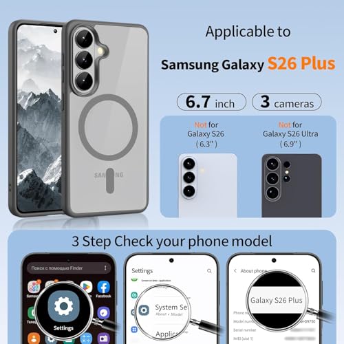 Image of DIZORO Compatible with Samsung S26 5g Case,Compatible with MagSafe, Non Yellow Military-Grade Drop Protection & Hard PC Back Cover Slim Transparent Anti-Scratch Shockproof Phone Case (Titanium)