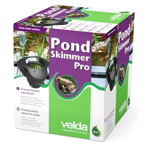 Velda Pond Skimmer Pro Floating Pond Surface Skimmer Built-In 43W Pump 3000 L/H Continuous Surface Cleaning Removes Leaves & Debris 40m