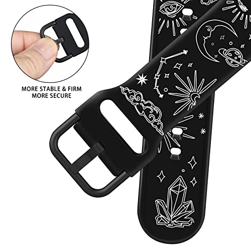 Image of Acestar Double Sided Band Compatible with Apple Watch Smartwatch Bands 38mm 40mm 41mm /42mm(Series 11 10), Cute Soft Silicone Replacement for iWatch Series 11 10 9 8 7 6 5 4 3 2 1 SE, Black Vintage Sun Moon