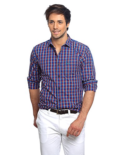 Image of BASICS 100% Cotton Checked Shirt for Men | Slim Fit | Everyday Smart Casual Wear | Full Sleeve
