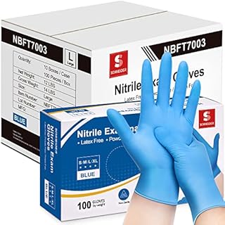 Schneider Nitrile Exam Gloves, 4mil, Blue, Large 1000-ct Case, Gloves Disposable Latex-Free, Medical Gloves, Cleaning Gloves, Food Safe Rubber Gloves for Cooking & Food Prep, Powder-Free, Non-Sterile