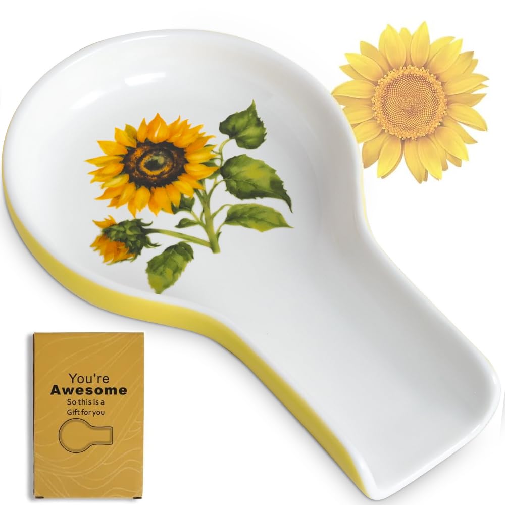 HAPPY KIT Spoon Rest for Stove Top - Sunflower Christmas Spoon Rest