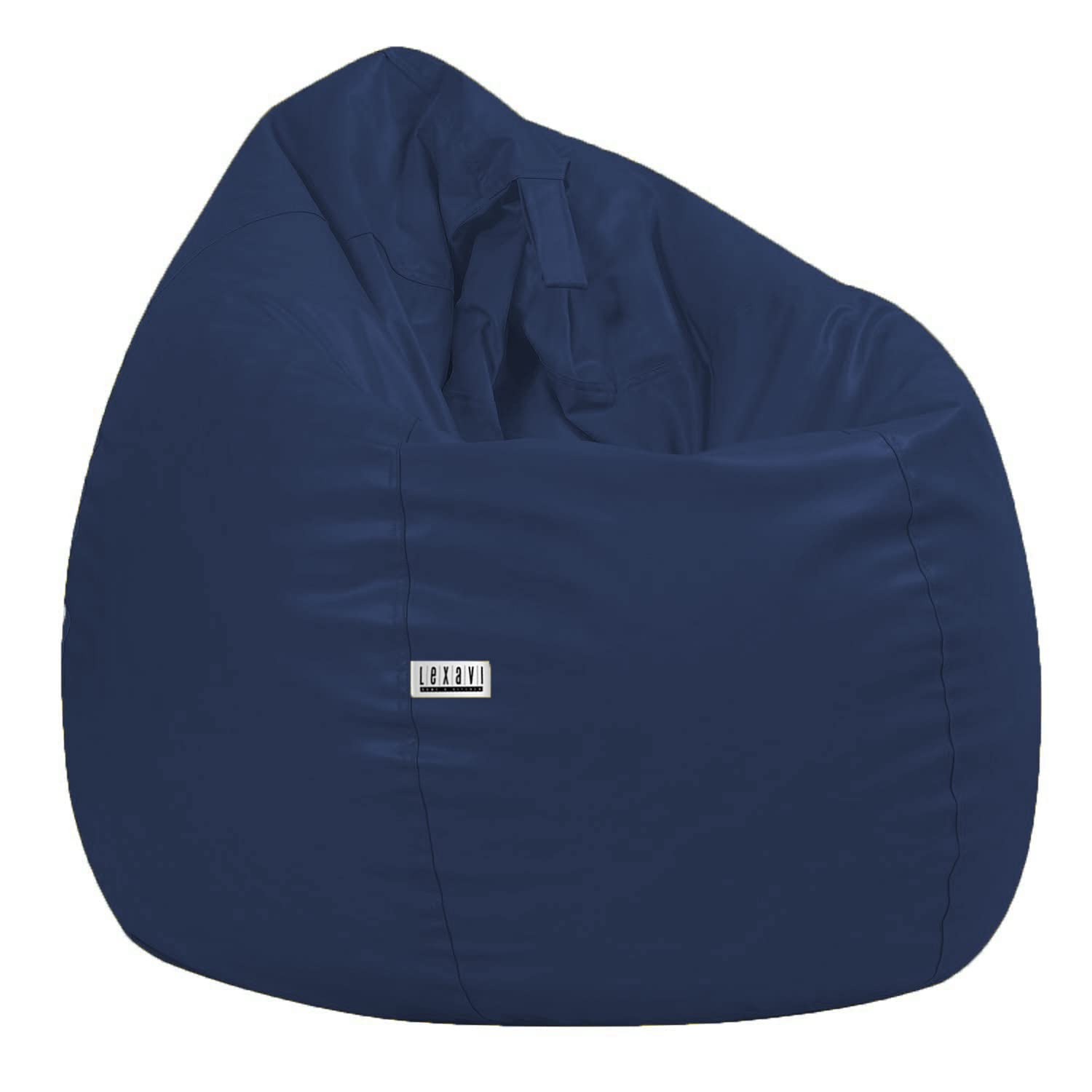 LEXAVI Brand - 4XL Combo Bean Bag with Foot-Rest Cover/ Without Beans - (Navy, Faux Leather) 2