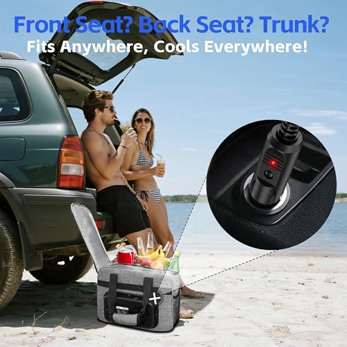Image of Electric Cooler Bag, Portable Electric Cooler, Foldable Heater Bag, Powered 12 Volt AC /DC Compatible, for Cooling Pre-Cooled Food & Drinks