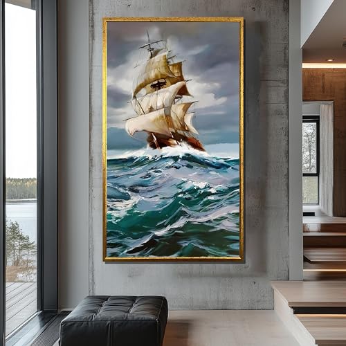 Tableau sur toile voilier symbolisant la force des oceans decoration interieure inspirante