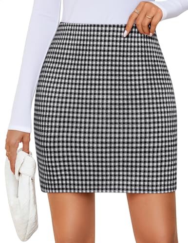 ZESICA Plaid Mini Skirt for Women 2025 Fall Winter High