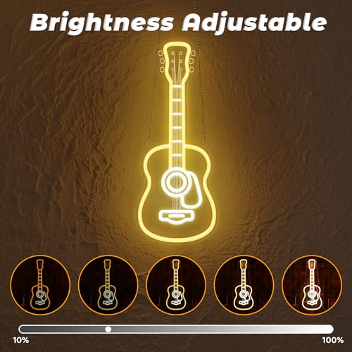 CoolGift Mart Acoustic Guitar Neon Light, Dimmable LED Guitar Neon Wall Sign USB Powered, Decorations for Bedroom Living Room Man Cave Music Studio, Gift for Guitar Players Guitarists Music Lovers by CoolGift Mart - Used condition - Image 2