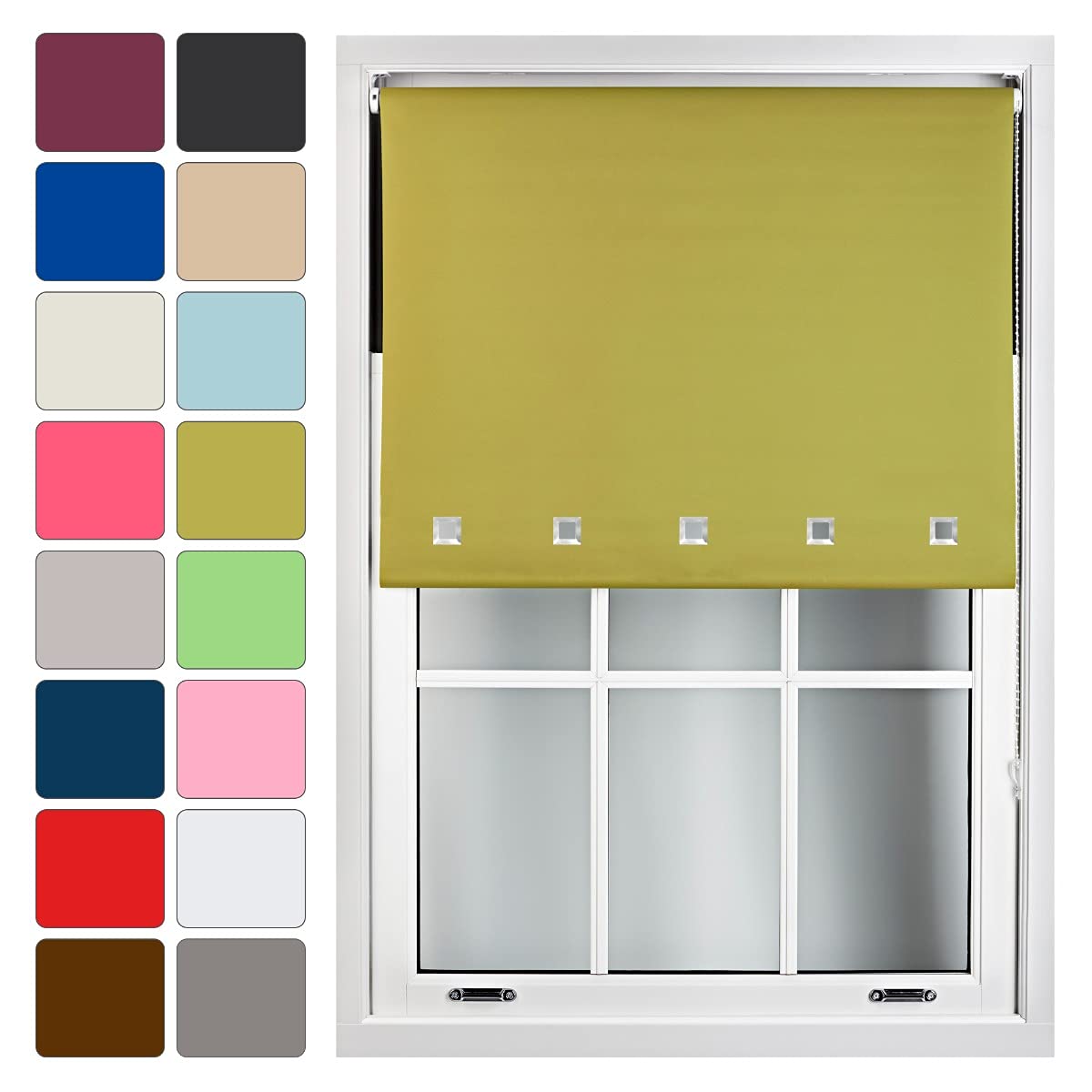 Furnished Made To Measure Blackout Roller Blinds With Square EyeletsGreen Roller Blind (W)90Cm (L)165Cm from B&Q