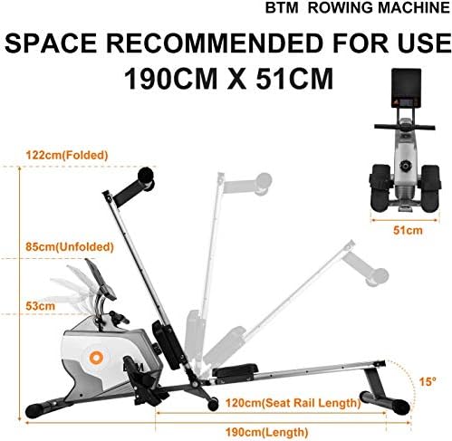 LZ LEISURE ZONE BTM Home Foldable Magnetic Resistance Rowing Machine, New Model Style Indoor Rower with LCD Monitor and 8 Levels Adjustable