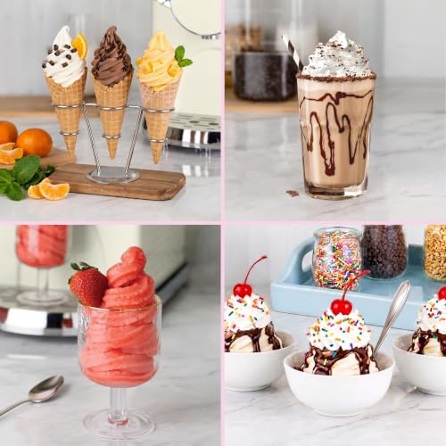 Image of Nostalgia Retro Soft Serve Ice Cream Maker - Make 10 / Four Ounce Servings of Chocolate, Vanilla, Strawberry Flavors & More - Easy Dispensing Lever & Self Clean Mode - Ready in about 20 Minutes