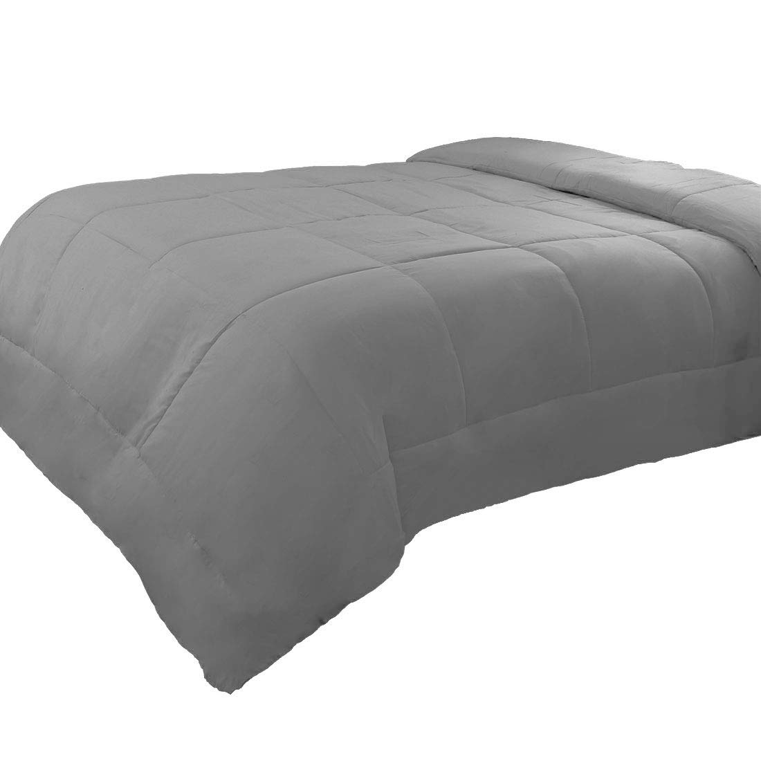 PiccoCasa Full/Queen Gray 100% Polyester(Washed Cotton Craft) Quilted Comforter - Duvet Insert/Stand Along Comforter - Reversible Design - Machine Washable - 88 by 88 inches