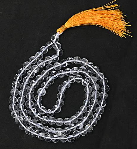 Image of Crystal Heaven Sphatik Mala 108 Beads Original Japa Prayer Beads-Spatik Mala Healing Gemstone Clear Quartz For Yoga Meditation Spiritual Reiki Feng Shui (7Mm Beads)