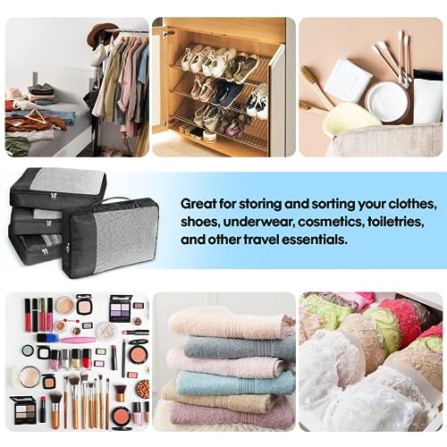 Koffer Organizer Groß Kofferorganizer Kleidertaschen Set Koffer Organizer Set 4 Stück Travel Essentials Reisen Organizer Tasche Packtaschen Kofferorganizer Reise Würfel für Urlaub Reisen Schwarz