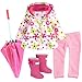 Sophia's 4 Pc. Doll Clothing Set: Floral Doll Poncho with Leggings, Umbrella and Rain Boots Fits Both 15 Inch Baby Doll and 18 Inch Dolls