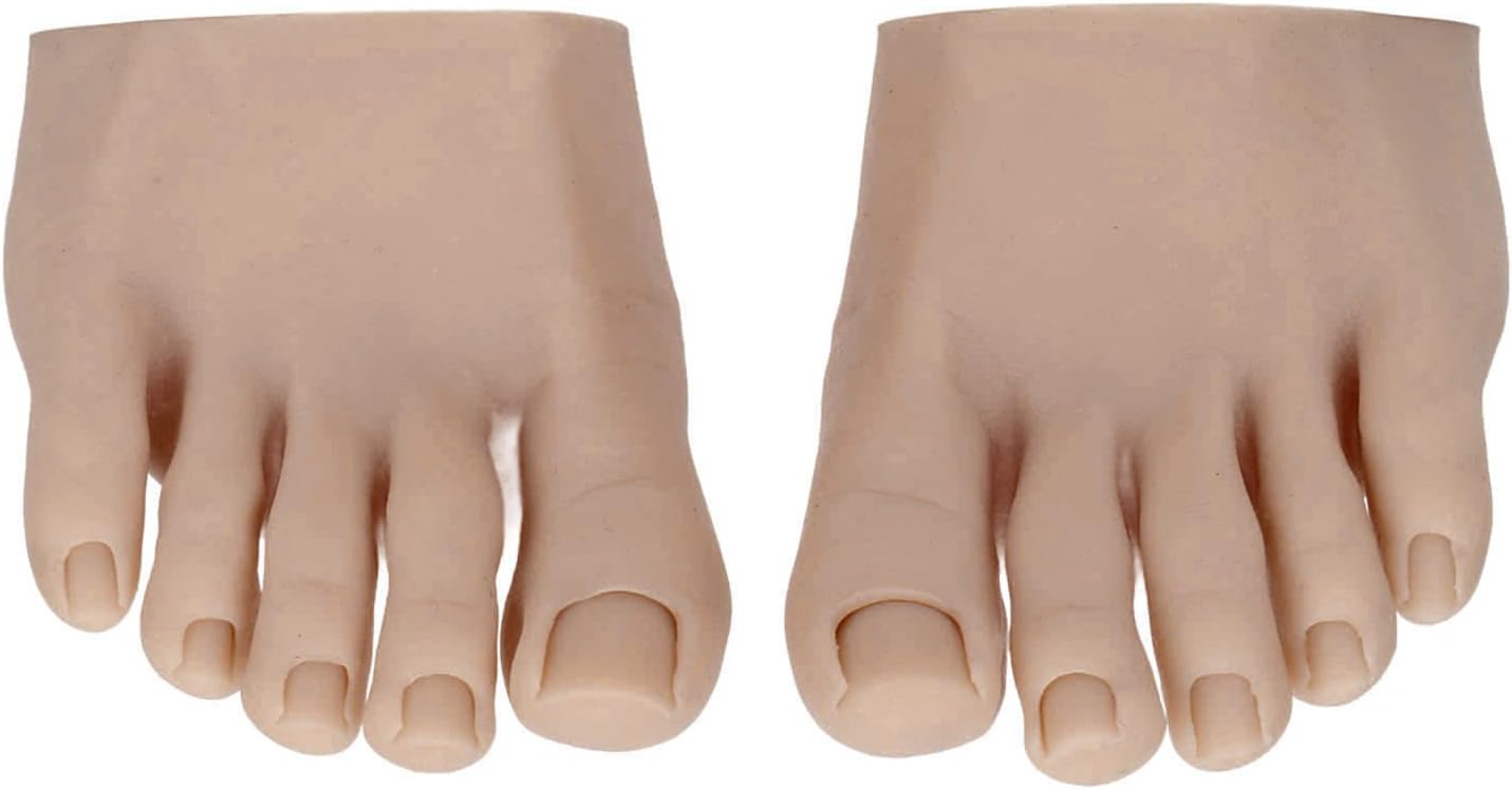 Practice Fake Foot for Nail Practice, 1 Pair Flexible Soft Silicone Prosthetic Manicure Tool Fake Foot Model with Half Foot Design, Silicone Fake Foot for Nails Training Display (Dark Skin Color)