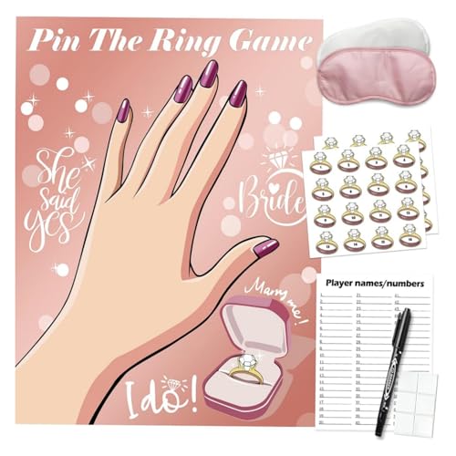Juegos de despedida de soltera – Póster interactivo con anillo adhesivo de 52 x 42 cm, actividad de compromiso para parejas, divertidas actividades de despedida de soltera para invitados, reuniones
