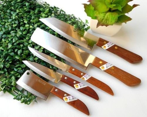 SET 5 CHEF KNIFE KITCHEN KNIVES STAINLESS STEEL VINTAGE CUTLERY K...