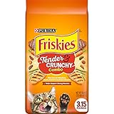 Friskies Dry Cat Food, Tenders and Crunchy Combo, Flavors of Chicken, Beef, Carrots and Green Beans, 3.15 Lb Bag