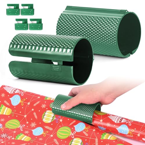 2Pack Wrapping Paper Cutter – Includes 4 Replaceable Blades for Effortless Gift Wrapping | Smooth Sliding Unique Design for Birthday, Christmas & Holiday Paper Rolls