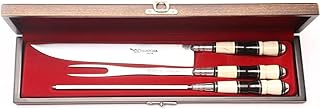 Facas Gaúcha, 5009IDM, Faca Chaira e Garfo Para Churrasco Cabo Osso Chifre, Cor Inox, Aço
