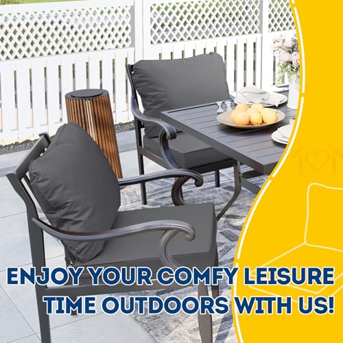 Image of AAAAAcessories Outdoor Seat Cushions for Chairs, Fade-Resistant, Waterproof Patio Furniture Replacement Cushions, 21 inch x 19 inch x 3 inch + 21 inch x 19 inch, Dark Gray