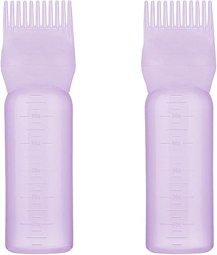 Botella aplicadora de peine de raíz, 2 unidades, aplicador de aceite de 6 onzas para tinte de cabello, coloración del cabello, tratamiento del cuero