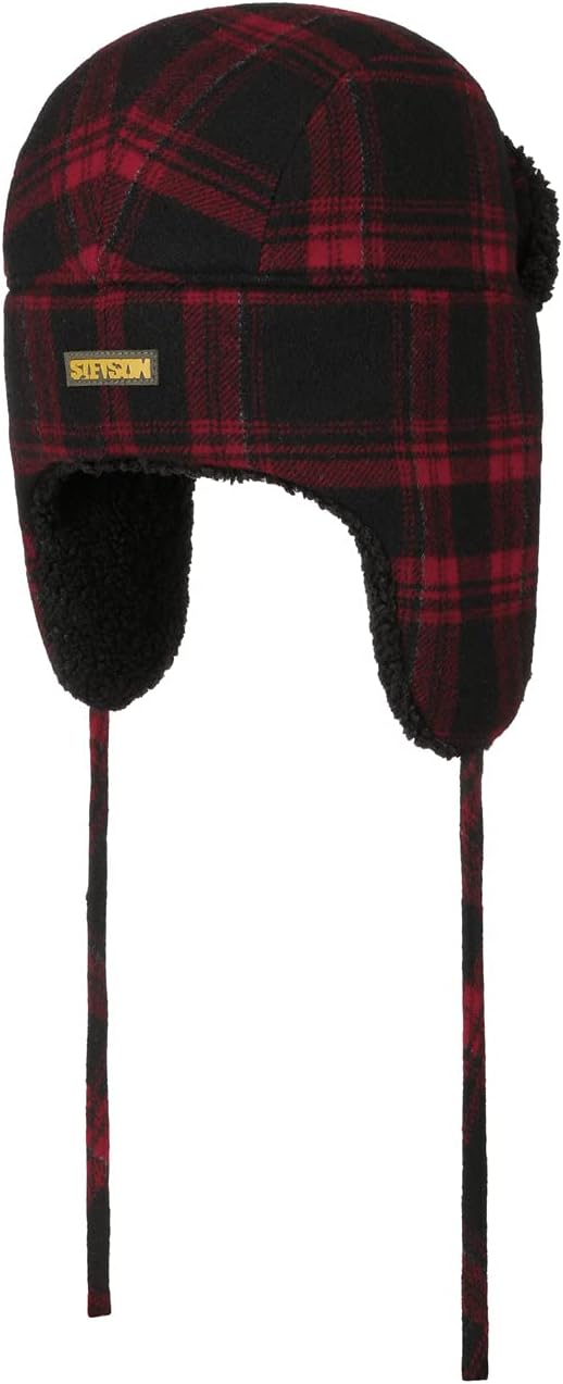Stetson Country Check Lapeer Aviator Cap Wool Earflaps Plaid Faux Fur Unisex Autumn Winter
