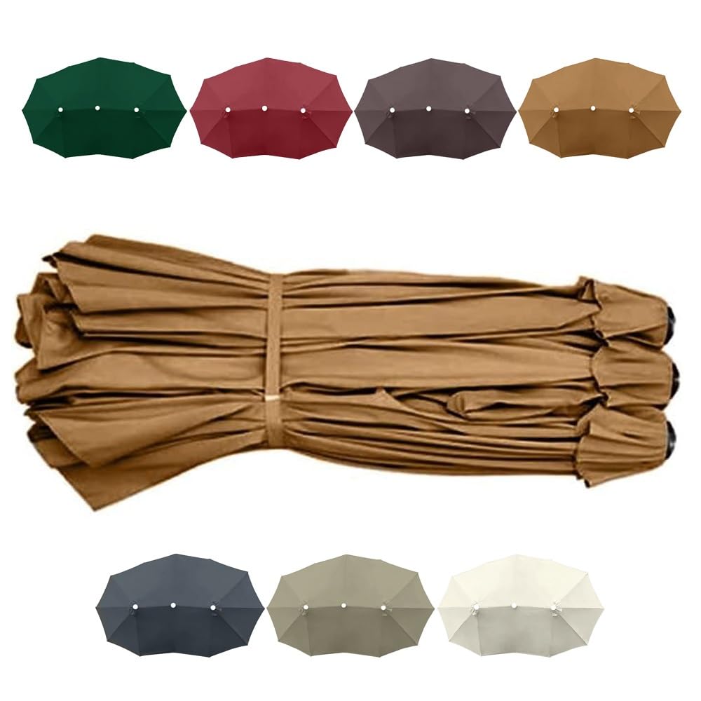 Duży 460 cm zapasowy baldachim do parasola tarasowego, 12 żeber, wodoodporna osłona przeciwsłoneczna pasuje do parasoli targowych i basenowych, kolor khaki - rozwiązanie do zaciemniania na zewnątrz