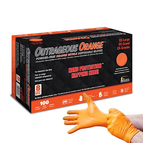 Atlantic Safety OO-XXL Outrageous Orange® disposable gloves - XXL