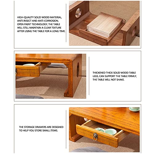Table à manger basse en bois 80 cm petite table basse de salon fixe - 6