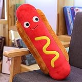 XIZHI 17.7 Cute Hamburger Plush Toy Funny Hamburger Plushie Pillow Toy Funny Stuffed Food Plush Toy Gift for Kid Room Decor Holiday Birthday Christmas Decoration (Hot Dog)