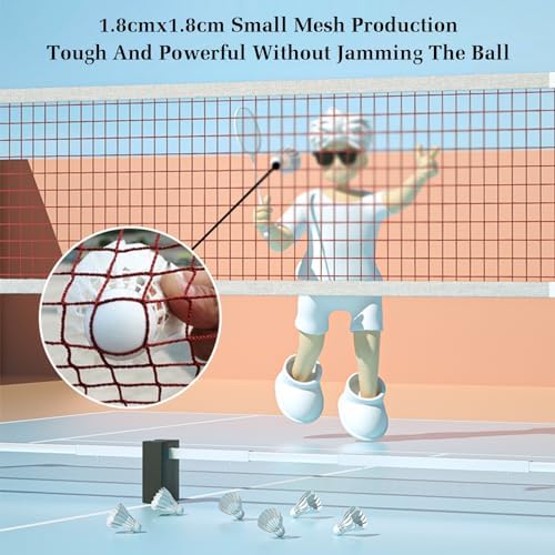 Portable Badminton Tennis Net Stand, Badminton Net Stand Portable,Freestanding Badminton Posts with Grid and Backpack,Athletic Training Equipment for Stadium Beach Lane