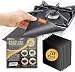10 pack, gas stove protector, stove burner liners, stovetop range protectors, set top burner covers black, size 10.6" x 10.6" non stick reusable cover easy to clean, double thickness