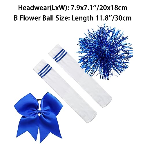 Girls Cheer Leader Cheerleading Accessory Bowknot Hairband Knee Stockings and Pompoms 3Pcs Fancy Cheer Up Dance Outfits2