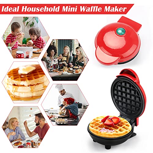 Yuragim Mini Waffeleisen Rund, Kleines Waffelmaker mit Antihaftbeschichtung, Belgische Waffel Maschine Retro… – Bild 8