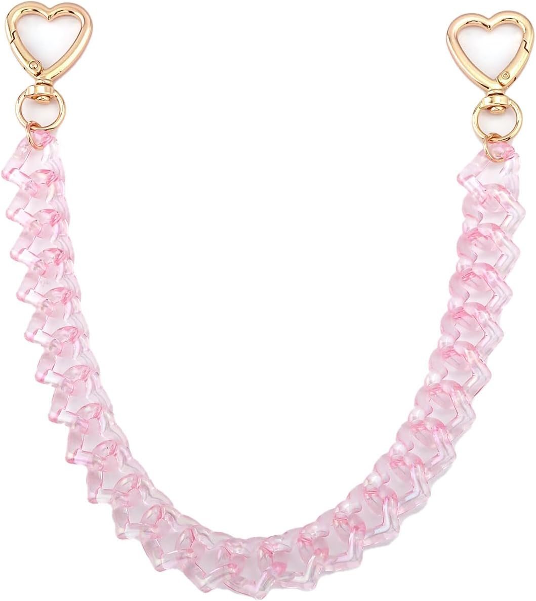 Acrylic Purse Chain Strap - Heart Bag Chains Charms for Handbags - 12.4 Inch Extender Chain Handle Strap Replacement