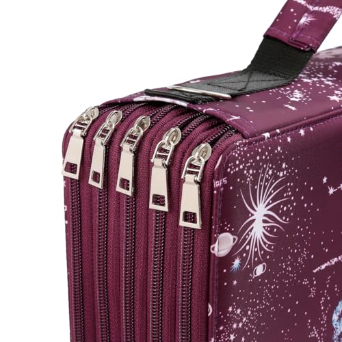Image of 500 Individual-Slot Colored Pencil Organizer with Zipper - Fabric Art Storage Bag for Painters and Artists (Small Slots,Galaxy Purple)