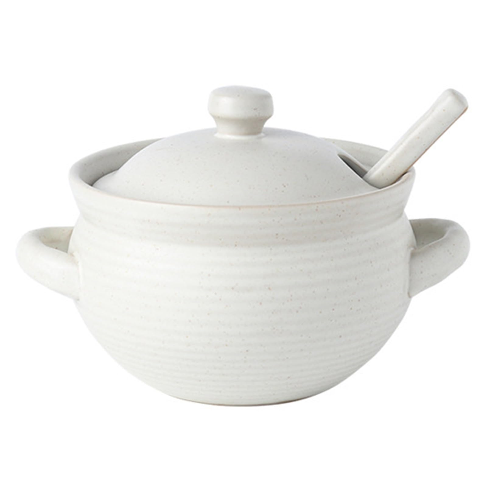 Barattolo con Coperchio, barattoli per spezie in Ceramica, Coperchio per condimenti in Porcellana, zuccheriera e Cucchiaio, per Cucina e casa (Bianco, 1000 ml)