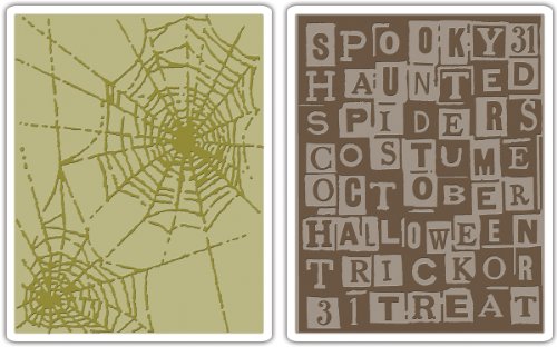 Sizzix Texture Fades Embossing Folders 2PK - Halloween Words & Cobwebs Set by Tim Holtz