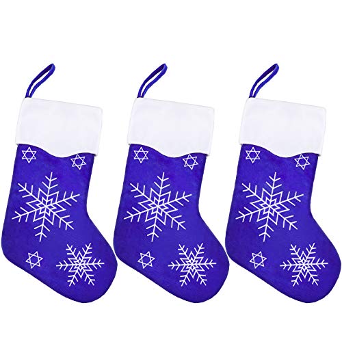 3 pieces 18 inches plush christmas hanging socks blue christmas h…