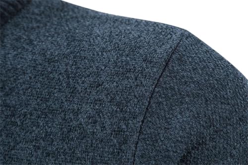 Men Cardigan Knit Sweater Winter Fleece Warm Knitted Stand Collar Pocket Cardigans Clothing2