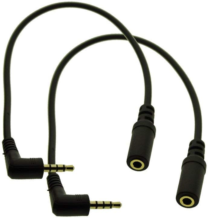 MMNNE 2Pack 10inch TRRS 4-Pole 3.5mm Male Right Angle to 3.5mm Female Audio Cable
