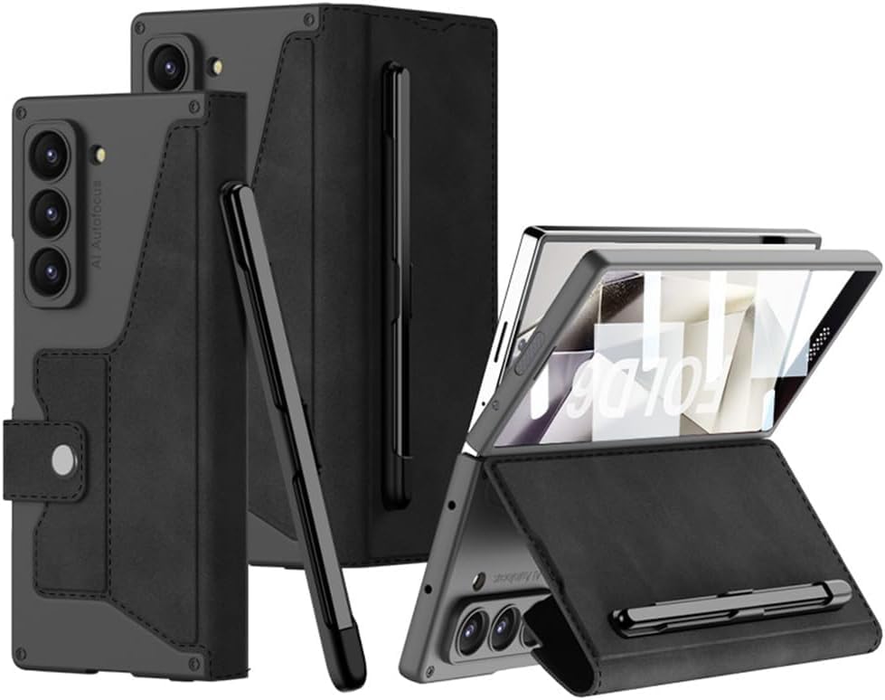 TechTrendz Faux Leather Wallet Armor Flip Cover with Removable Pen Holder Case Compatible with Samsung Galaxy Z Fold 6 - Black (B0D967R9QR) Amazon Price History, Amazon Price Tracker