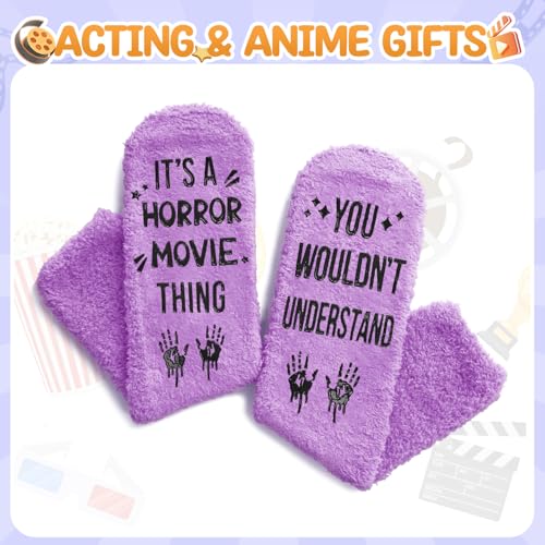 Image of HAPPYPOP Movie Lover Gifts - Horror Film & Cinema Theme Socks for Movie Night